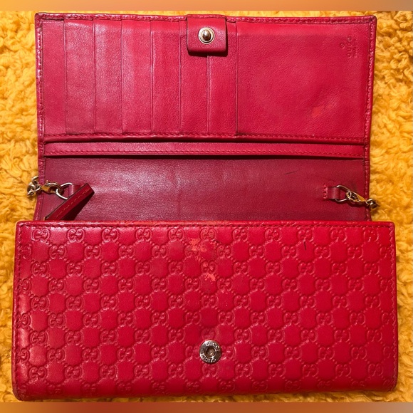 Gucci Guccissima Red Heart Continental Long Wallet w/ Chain - Picture 7 of 16